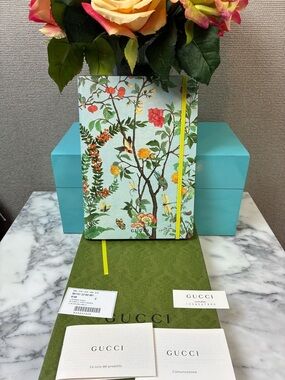 Gucci Blue Floral Tian Leather Multicolor Notebook - NWT w/ Dust Bag & Box